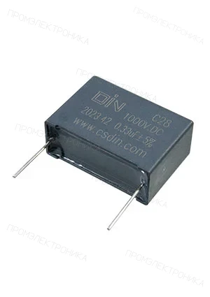 DIN C283342EH4J3A3AA00, конденсатор пленочный 0.33мкФ 1000В dc 5% Р=27.5мм 32x22x13