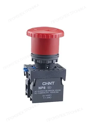 CHINT 667129, Кнопка управления Грибок d40мм NP8-11ZS/14 фикс., красная, 1НО+1НЗ, IP65