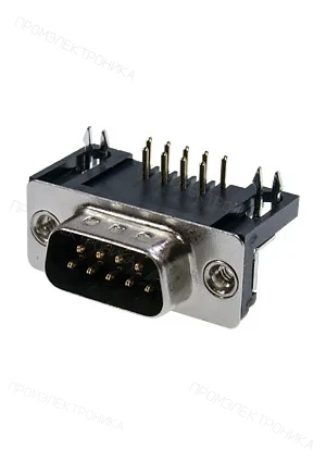 KLS DRB-9MB, вилка D-SUB 9 pin на плату угл. 9.4мм (L-KLS1-515C-09-M-B)