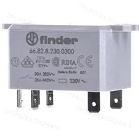 Finder 66.82.8.230.0300, Силовое реле; монтаж ножевой 6,3мм 2NO 30A; катушка 230В AC;; УХЛ4; монтажный флан