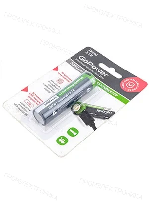 GoPower Аккумулятор Li-ion ICR18650 3.7В 3000мАч с защитой + USB