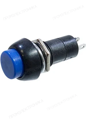 REXANT PBS-11AB, кнопка с фиксацией 12мм 250В 1А синяя 2 контакта ON-OFF