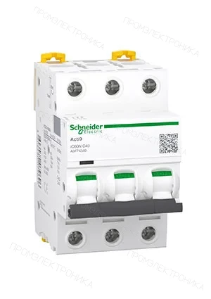 Schneider A9F74340, Автоматический выключатель ACTI9 iC60N 3P 40А С  6кА