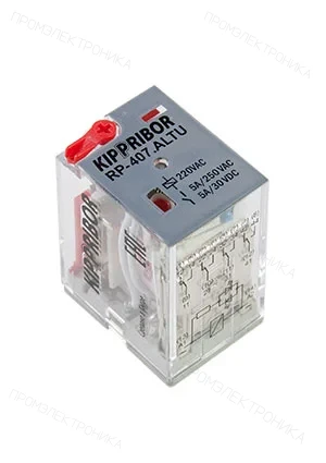 Кипприбор RP-407.ALTU, Реле промежуточное 4FormC 220VAC 5A/250В, механ. индикатор, LED, дублер