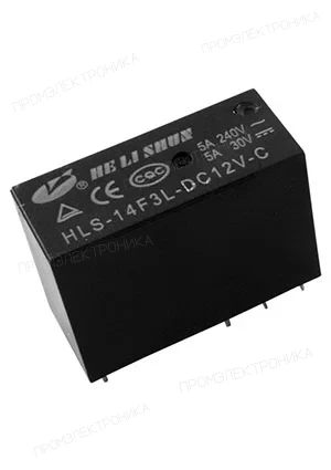HELISHUN HLS-14F3-L-DC12V-C, реле 12В 5А 1FormC =HF140FF/012-2ZT 29*12,6*20,6мм