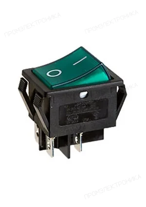 Switronic R595BGNBT2-G, переключатель клавишный 2хON-OFF с зеленой подсветкой 250В 16A (аналог для B127A)