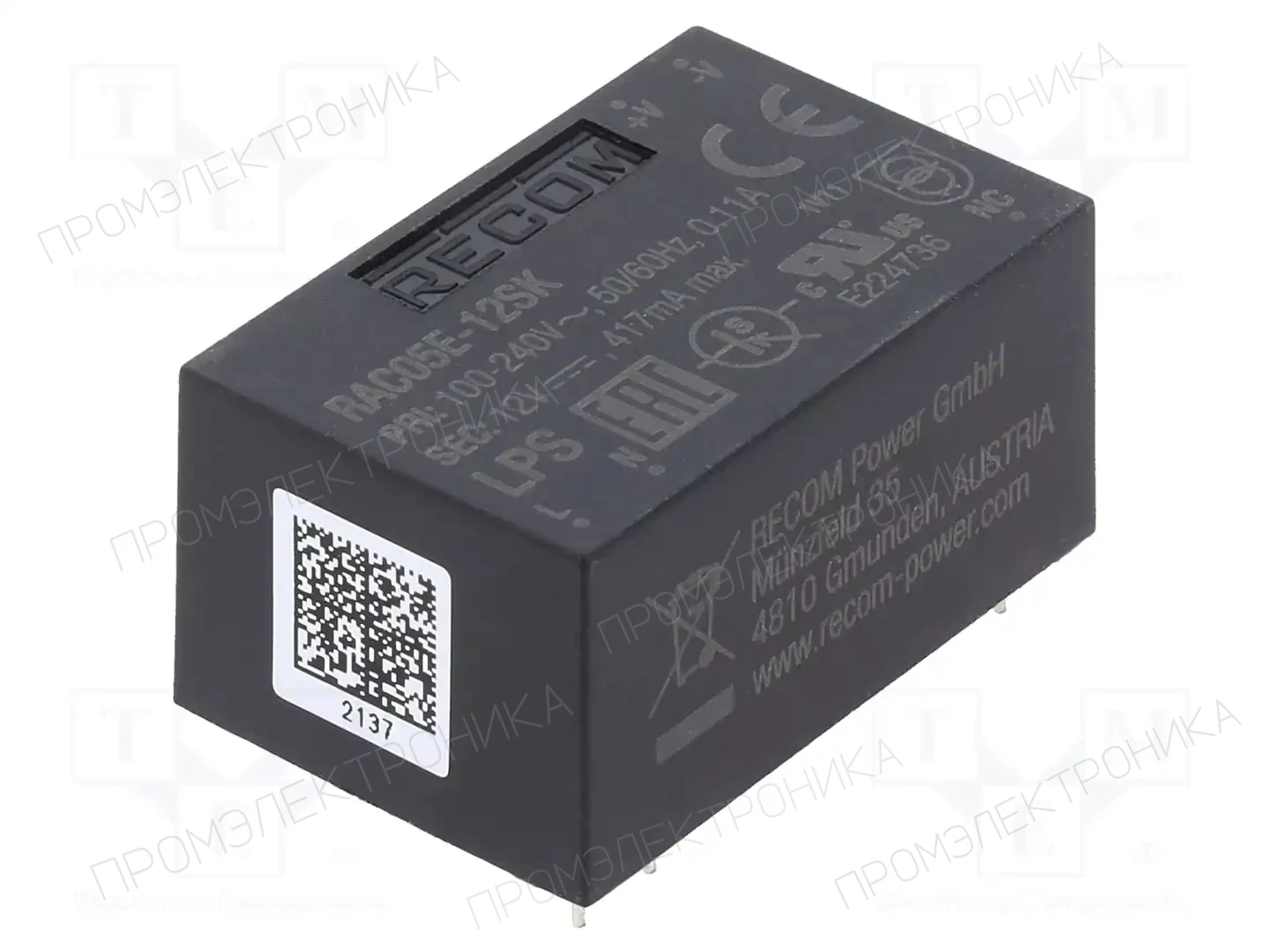 RECOM RAC05E-12SK — Преобразователи AC/DC для PCB