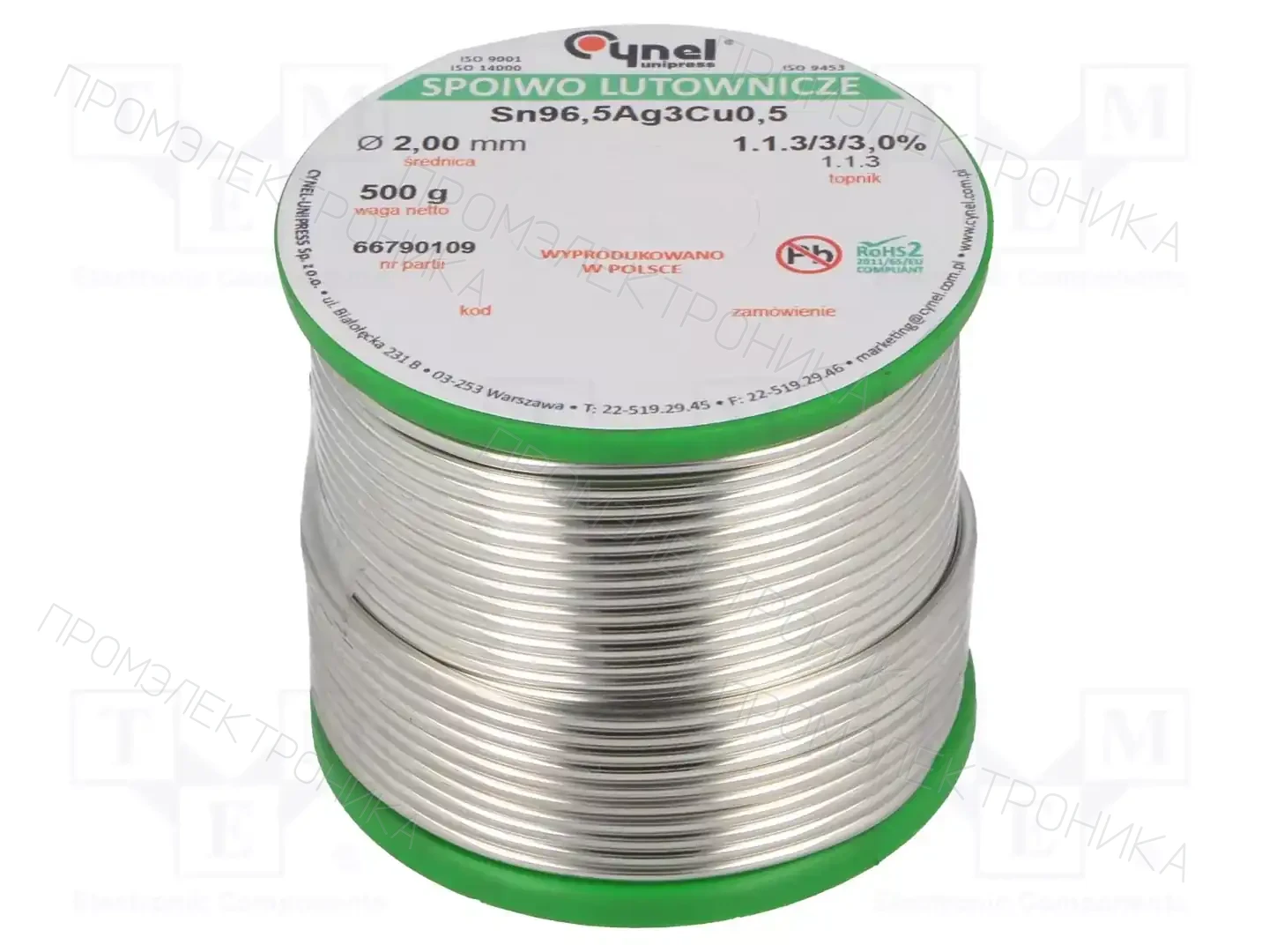 CYNEL SN96,5AG3CU0,5-1.1.3 Q 2.00MM 500G — Паяльные провода бессвинцовые