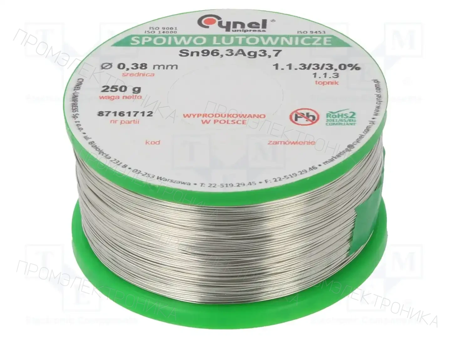 CYNEL SN96AG4-0.38MM 0.25KG — Паяльные провода бессвинцовые