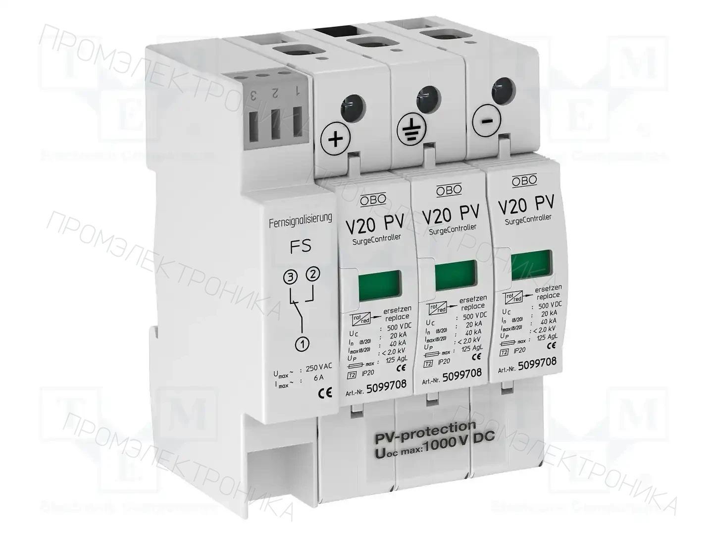 OBO BETTERMANN V20-C 3PHFS-1000 — Ограничители перенапряжения