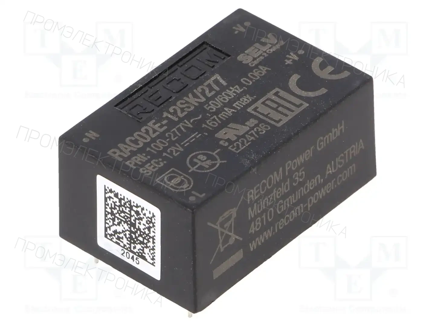 RECOM RAC02E-12SK/277 — Преобразователи AC/DC для PCB