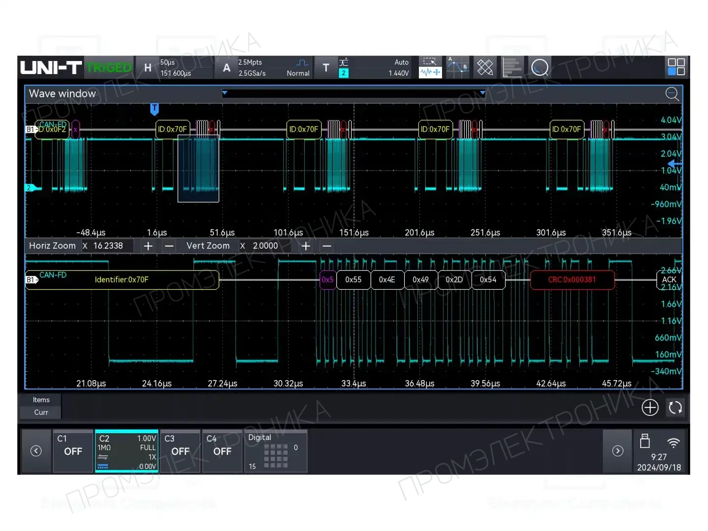 UNI-T MSO3000HD-CANFD — Осциллоскопы цифровые
