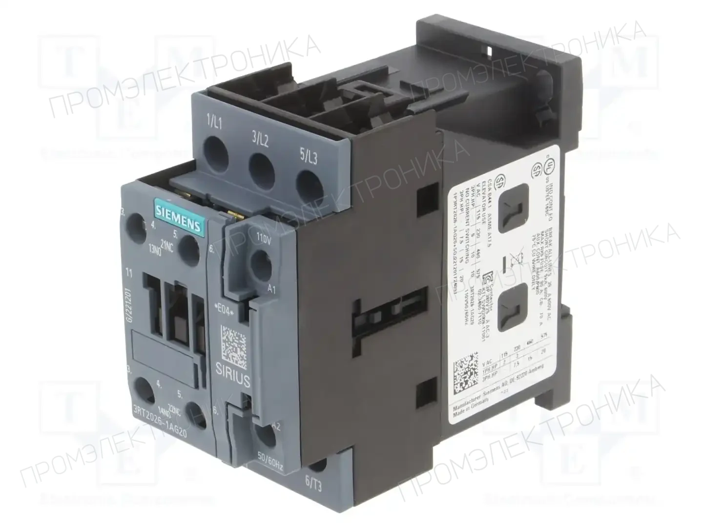 SIEMENS 3RT2026-1AG20 — Контакторы - главные модули