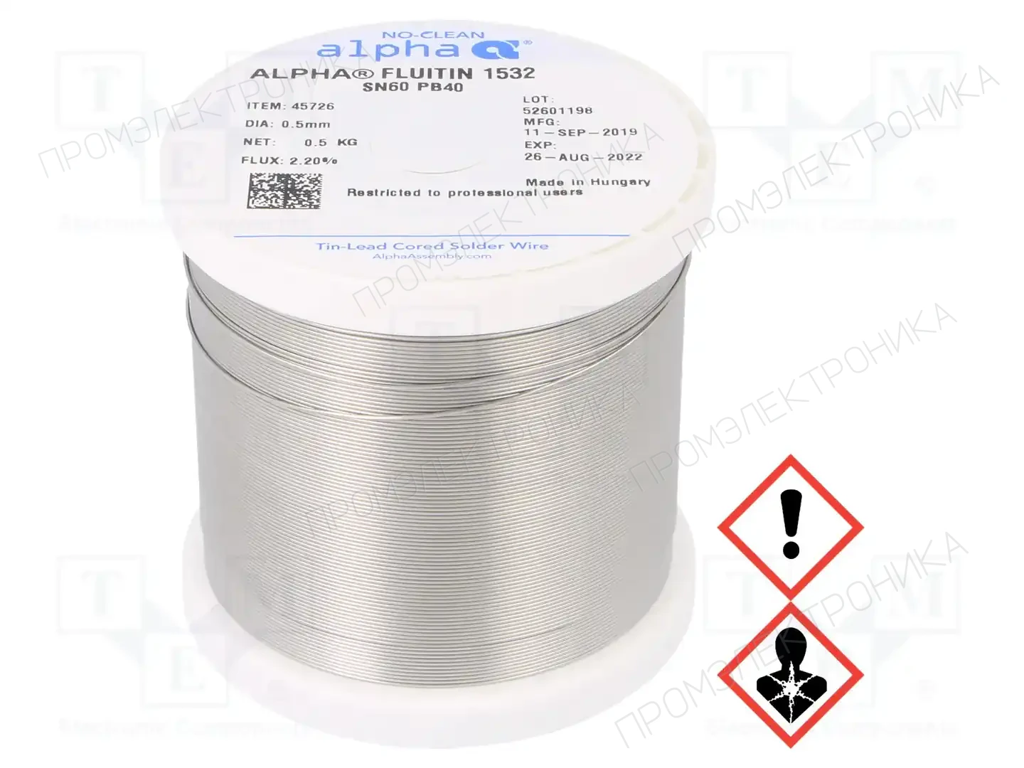 ALPHA SN60PB40 FLUITIN 1532/122 0,5MM 500G — Паяльные провода свинцовые