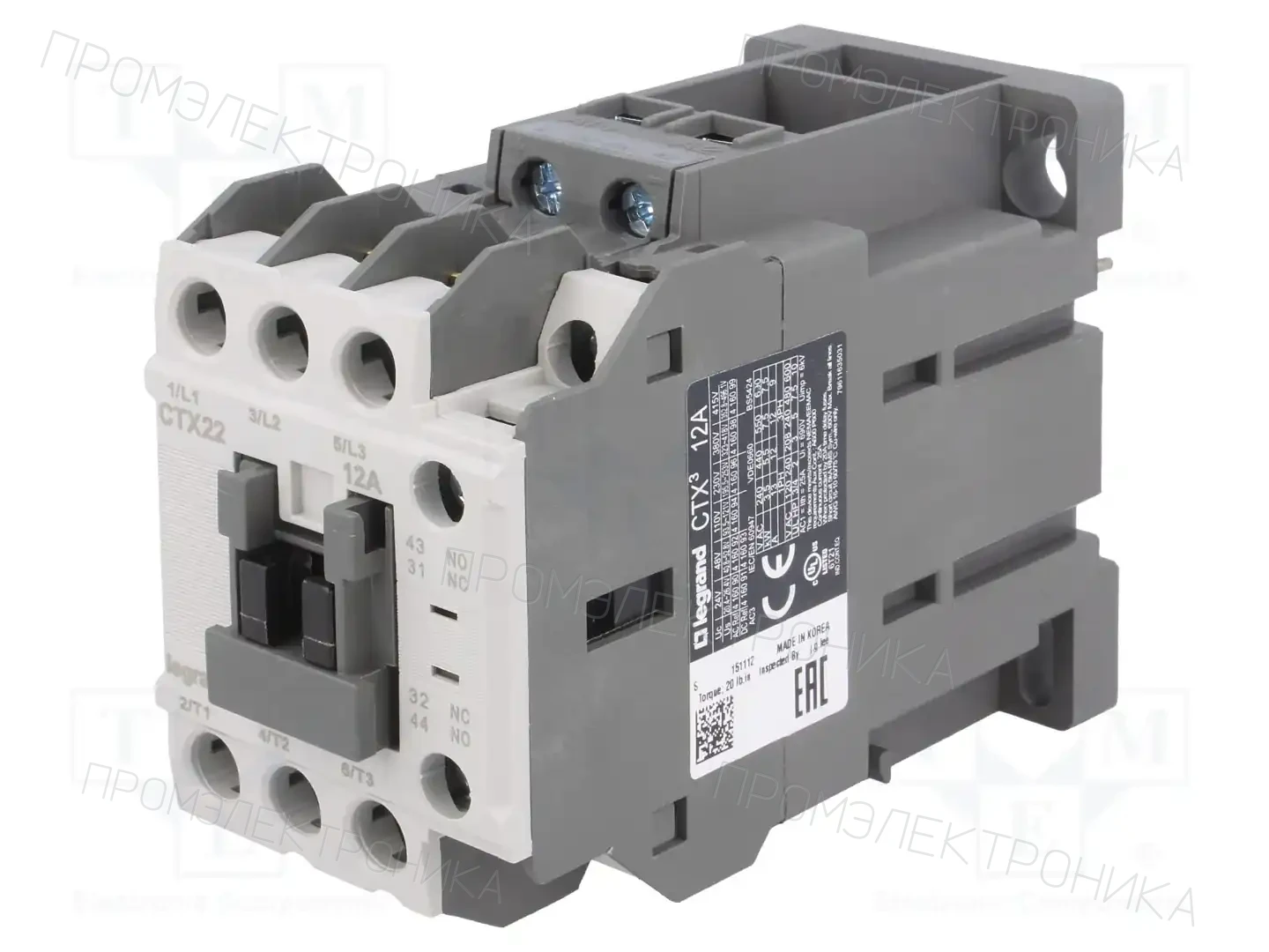 LEGRAND CTX3 3P 12A 1NO1NC 48V DC — Контакторы - главные модули
