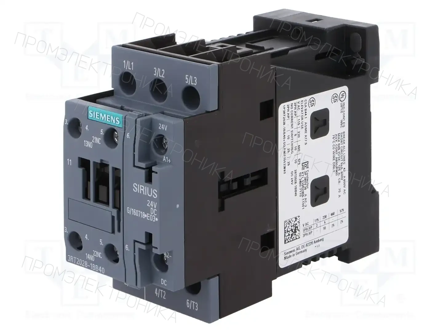 SIEMENS 3RT2028-1BB40 — Контакторы - главные модули