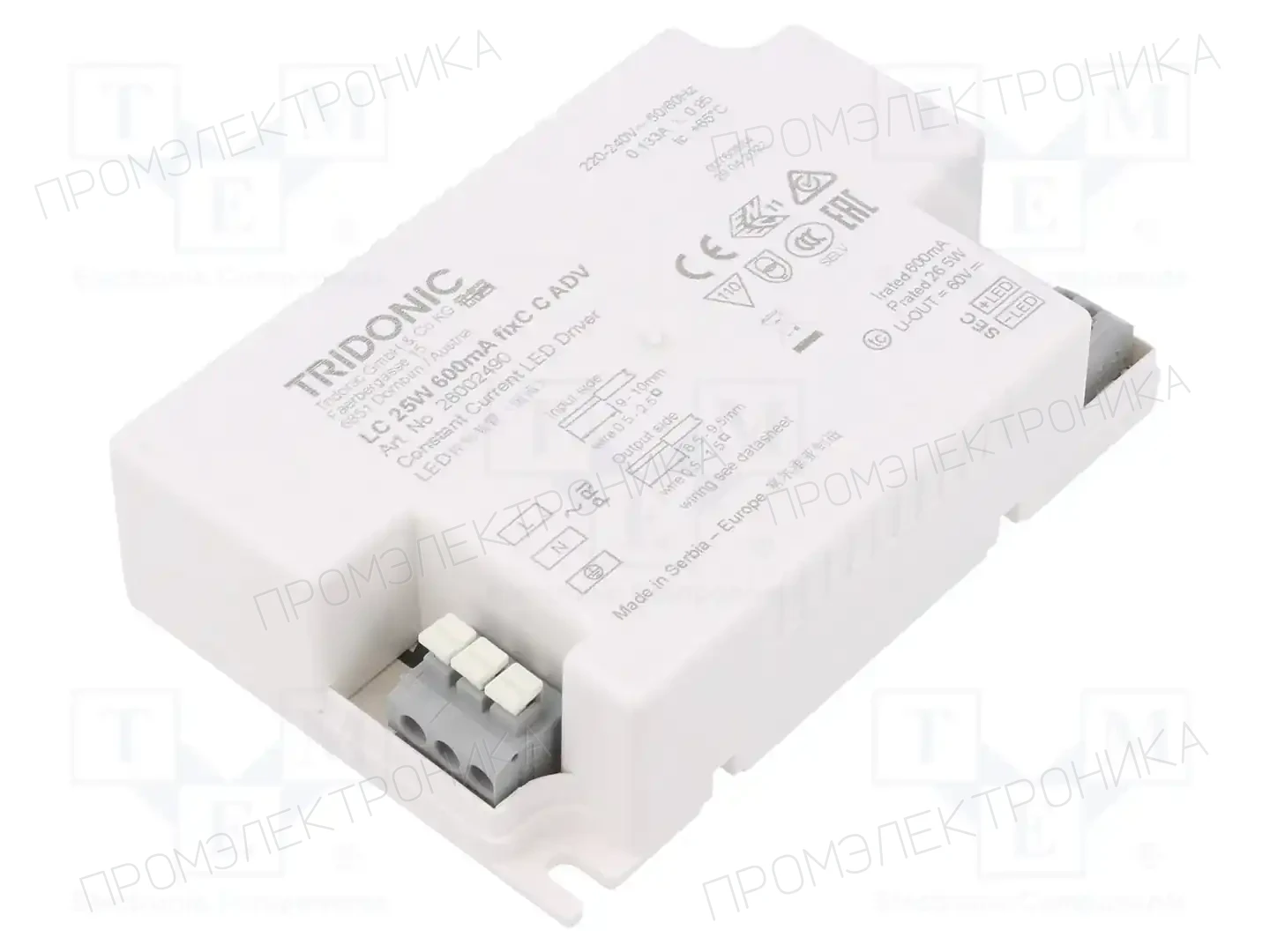 TRIDONIC LC 25W 600MA FIXC C ADV — Блоки питания для LED