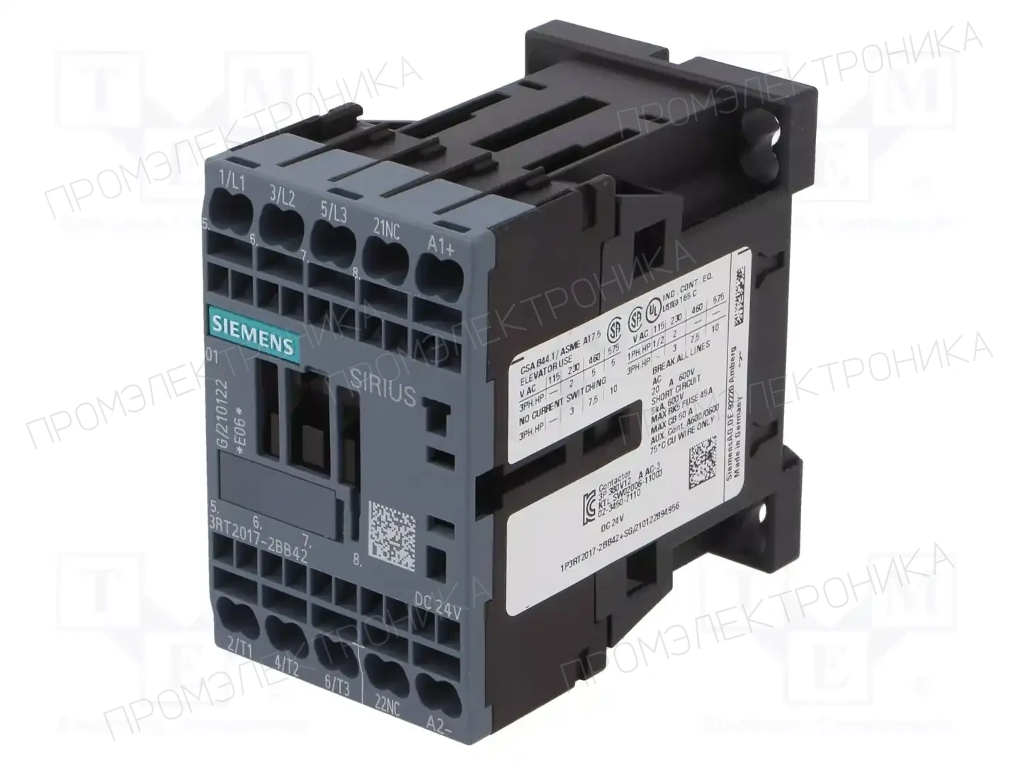 SIEMENS 3RT2017-2BB42 — Контакторы - главные модули