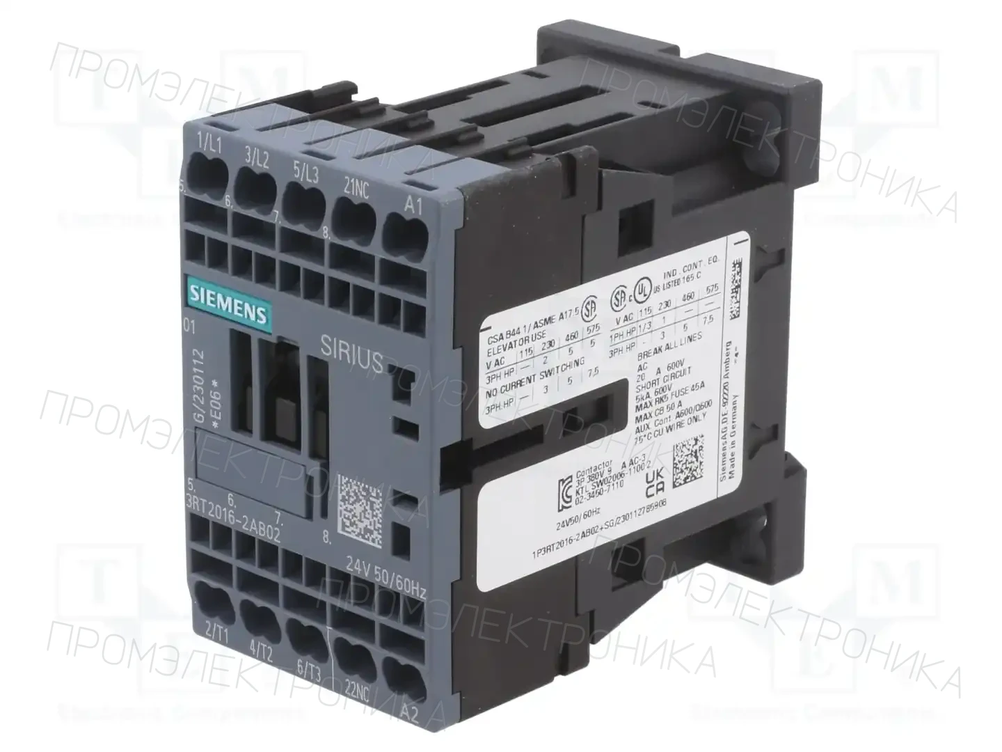 SIEMENS 3RT2016-2AB02 — Контакторы - главные модули