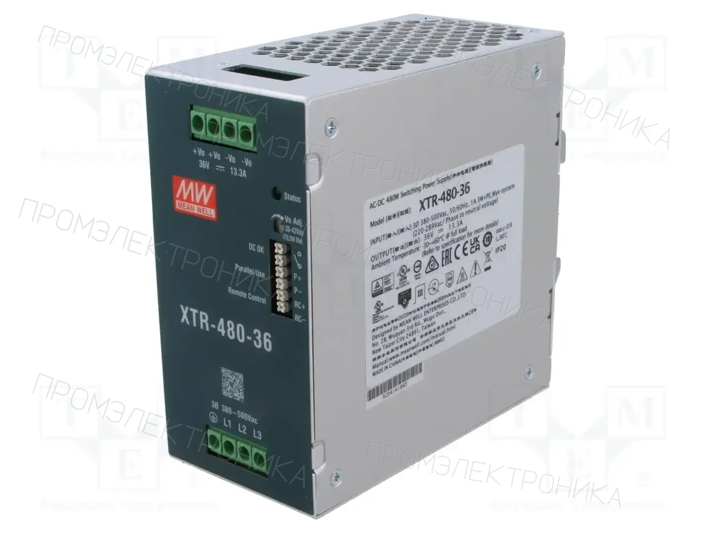 MEAN WELL XTR-480-36 — Блоки питания на DIN-рейку