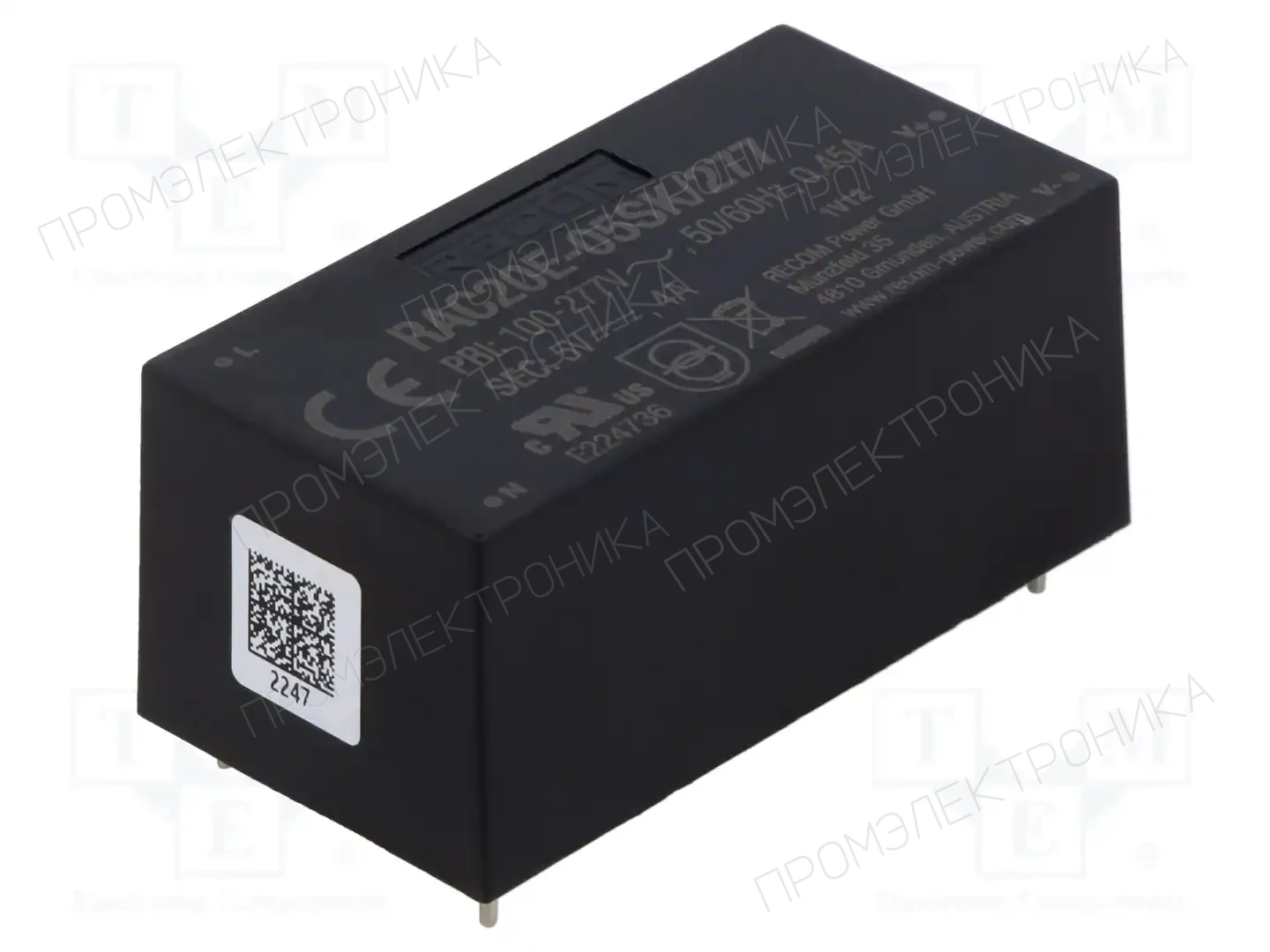 RECOM RAC20E-05SK/277 — Преобразователи AC/DC для PCB