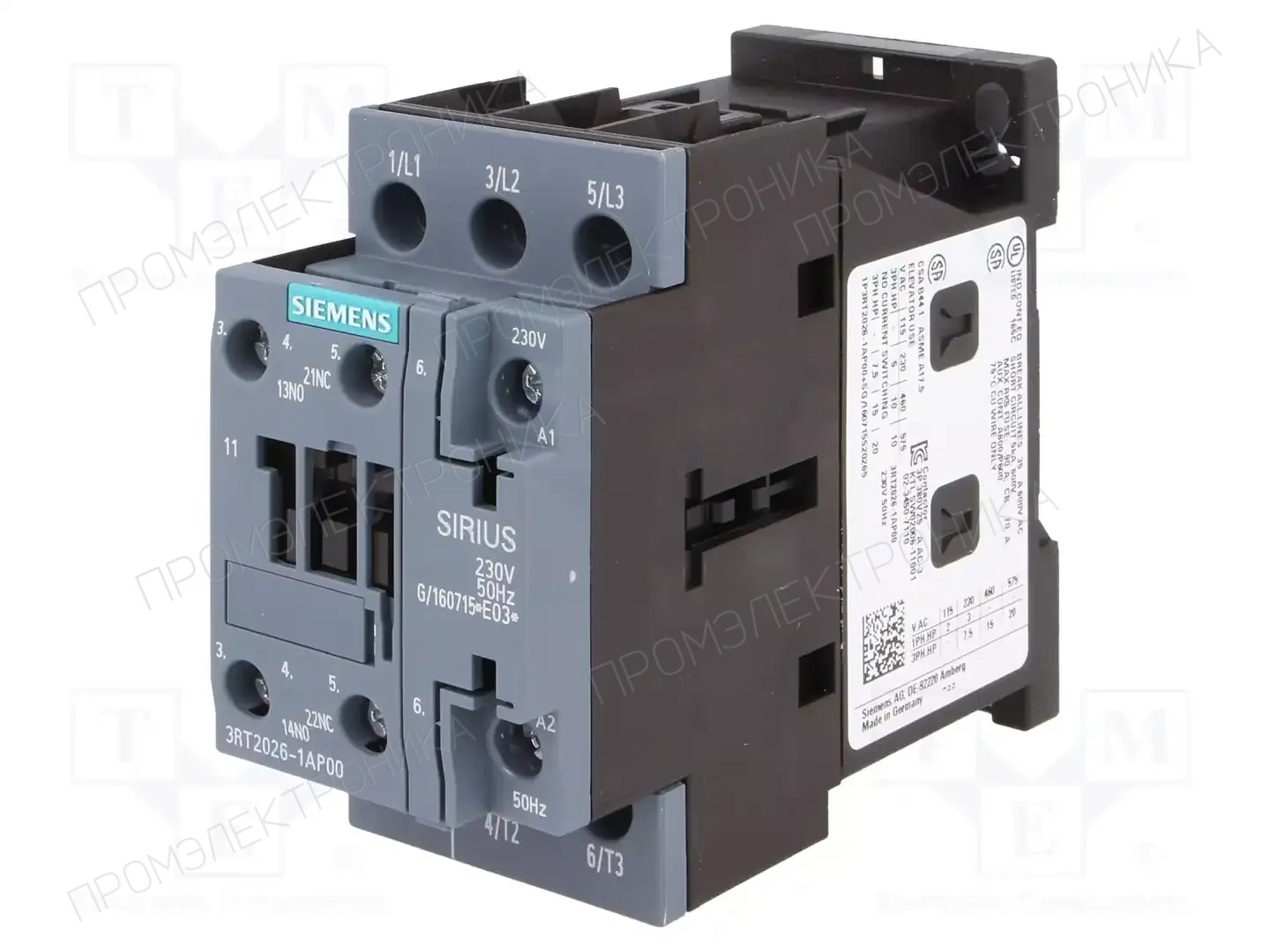 SIEMENS 3RT2026-1AP00 — Контакторы - главные модули