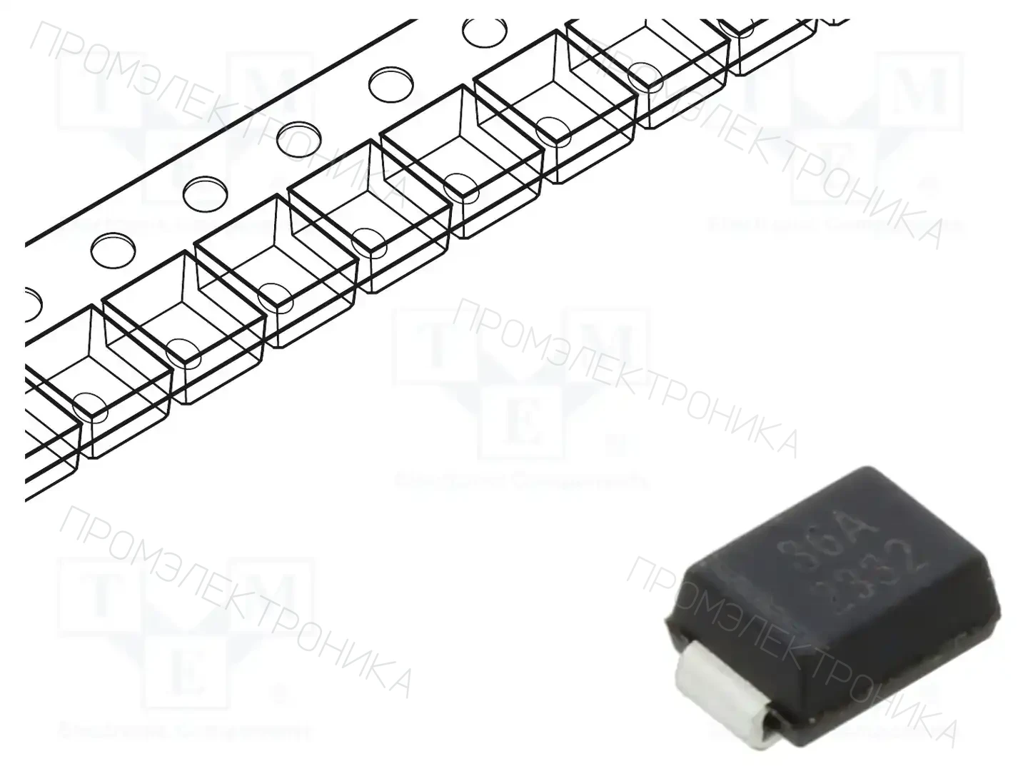 EATON ELECTRONICS P6SMB36A — Диоды TVS SMD однонаправленные