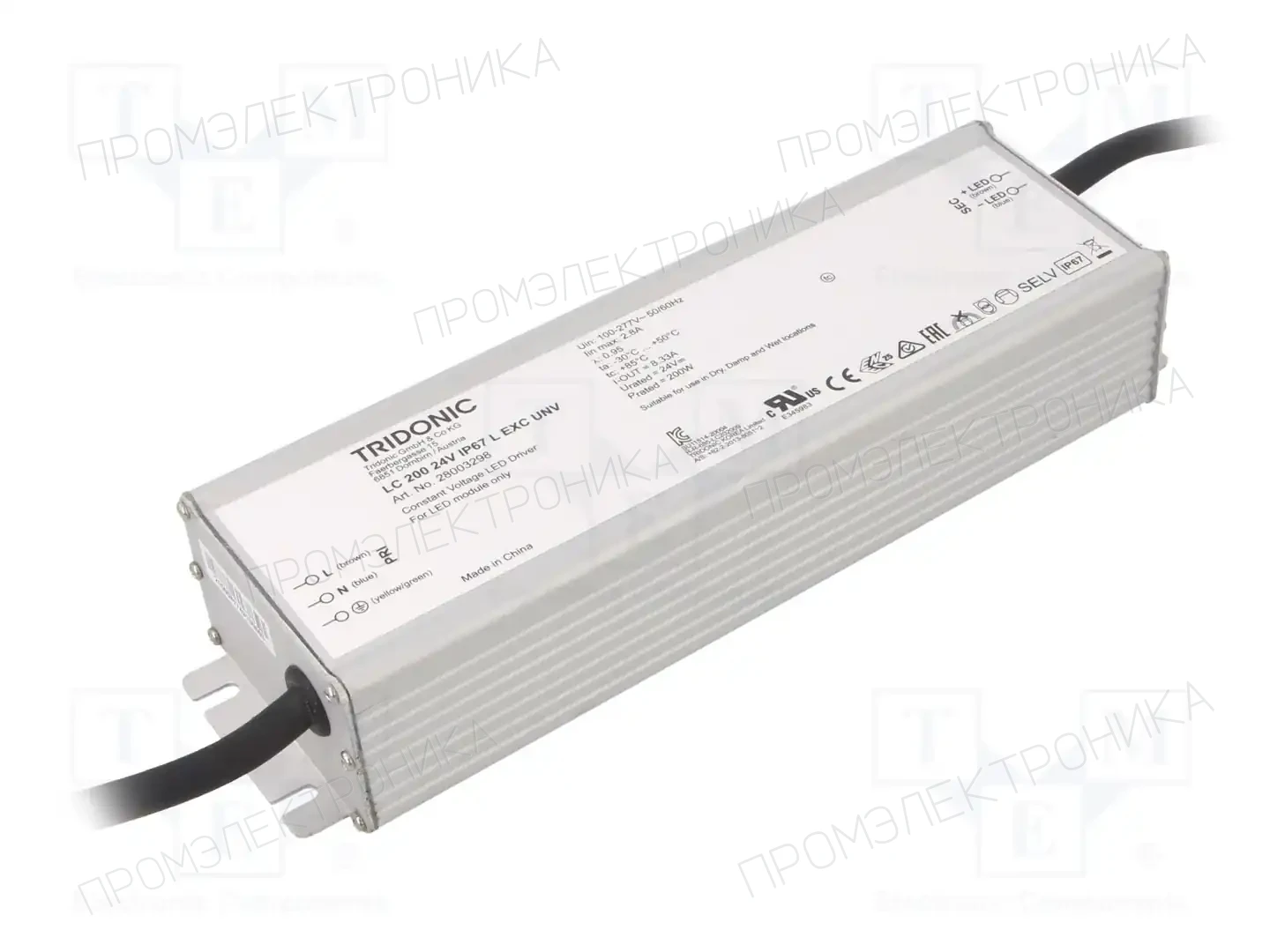 TRIDONIC LC 200W 24V IP67 L EXC UNV — Блоки питания для LED