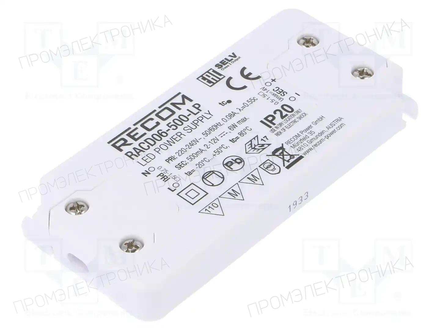 RECOM RACD06-500-LP — Блоки питания для LED