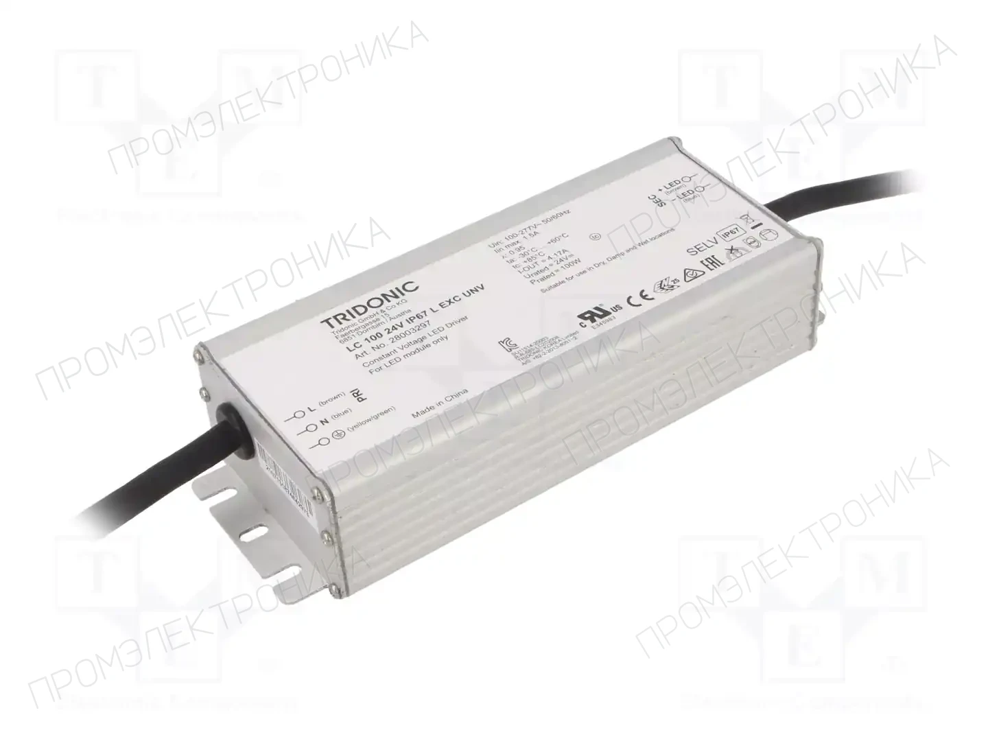 TRIDONIC LC 100W 24V IP67 L EXC UNV — Блоки питания для LED