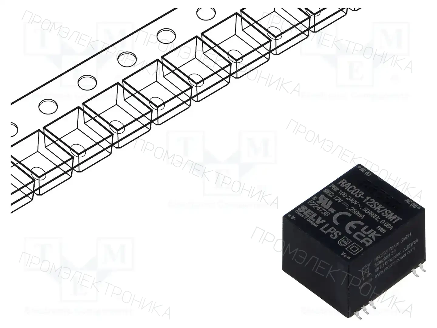 RECOM RAC03-12SK/SMT-R — Преобразователи AC/DC для PCB