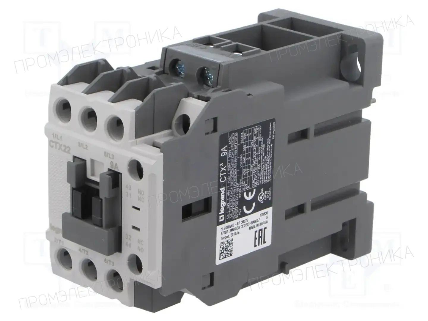 LEGRAND CTX3 3P 9A 1NO1NC 48V DC — Контакторы - главные модули