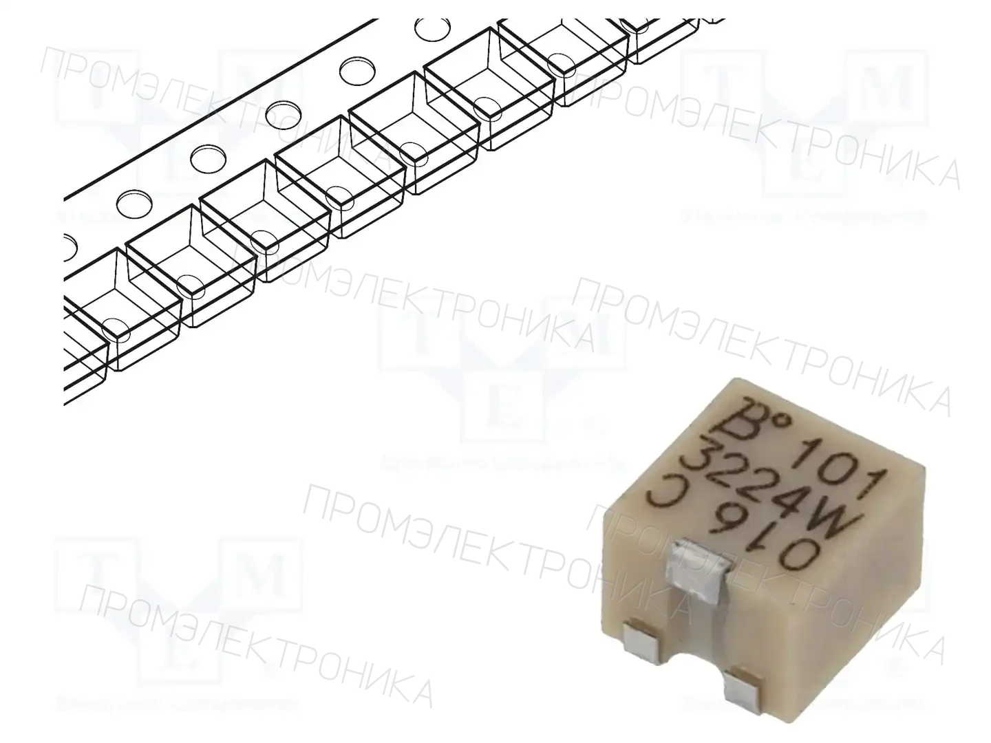 BOURNS 3224W-1-101E — Потенциометры SMD многооборотные