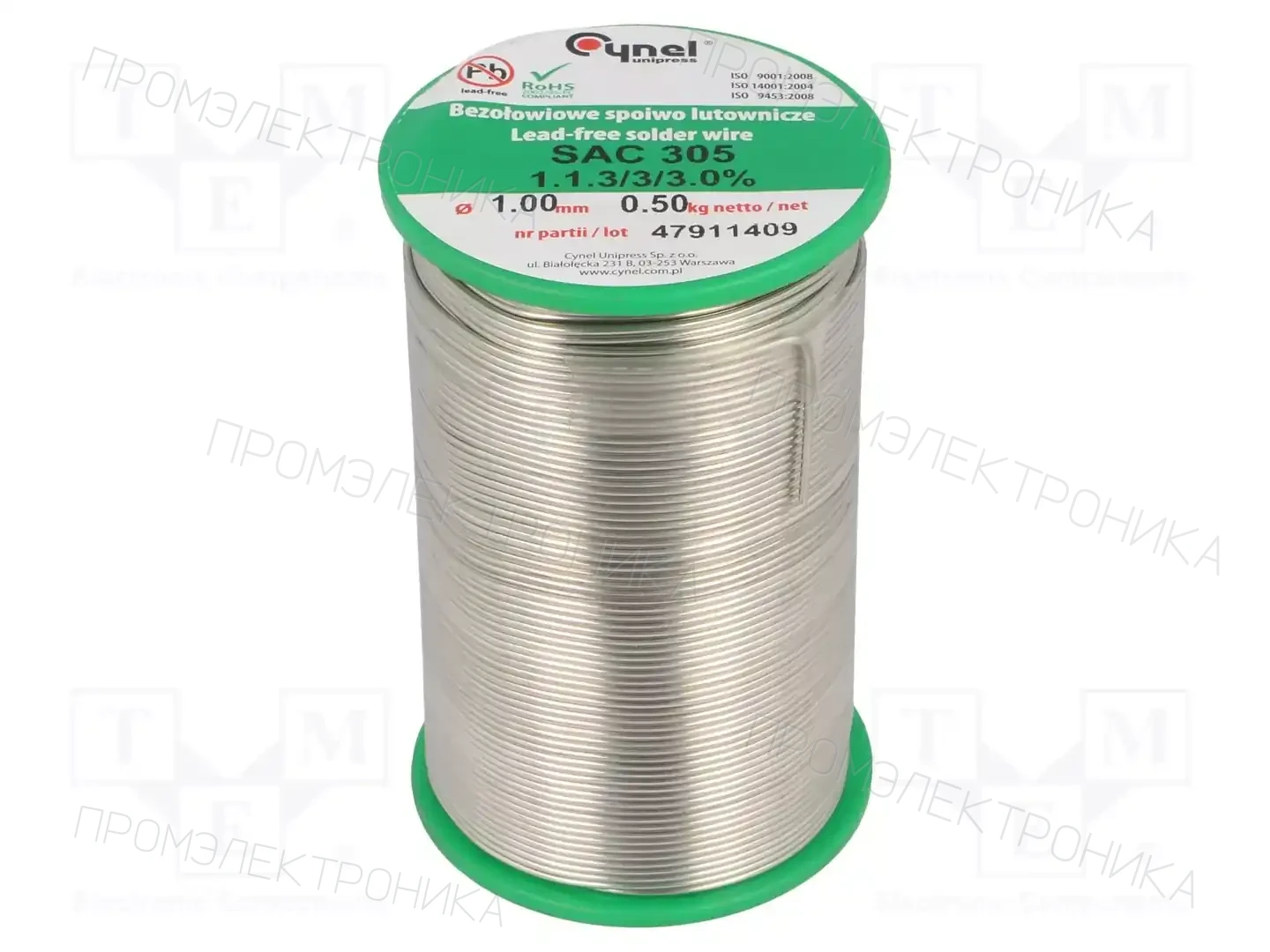 CYNEL SN96,5AG3CU0,5-1.1.3 Q 1.00 500G — Паяльные провода бессвинцовые