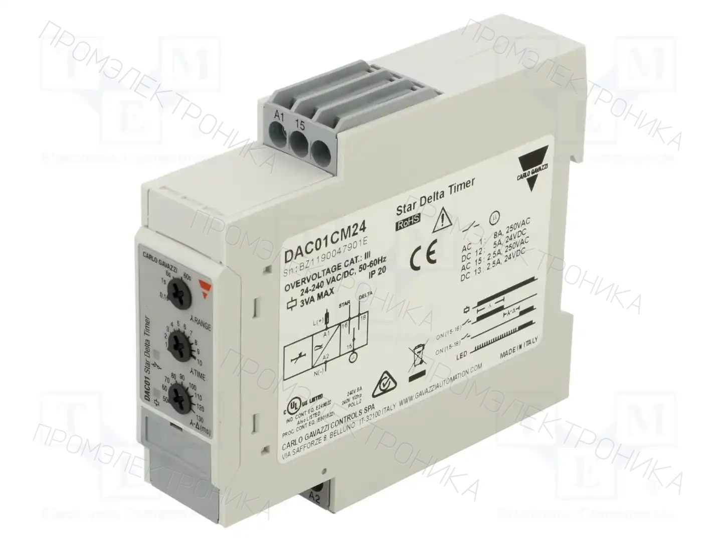 CARLO GAVAZZI DAC01CM24 — Временные аналоговые реле