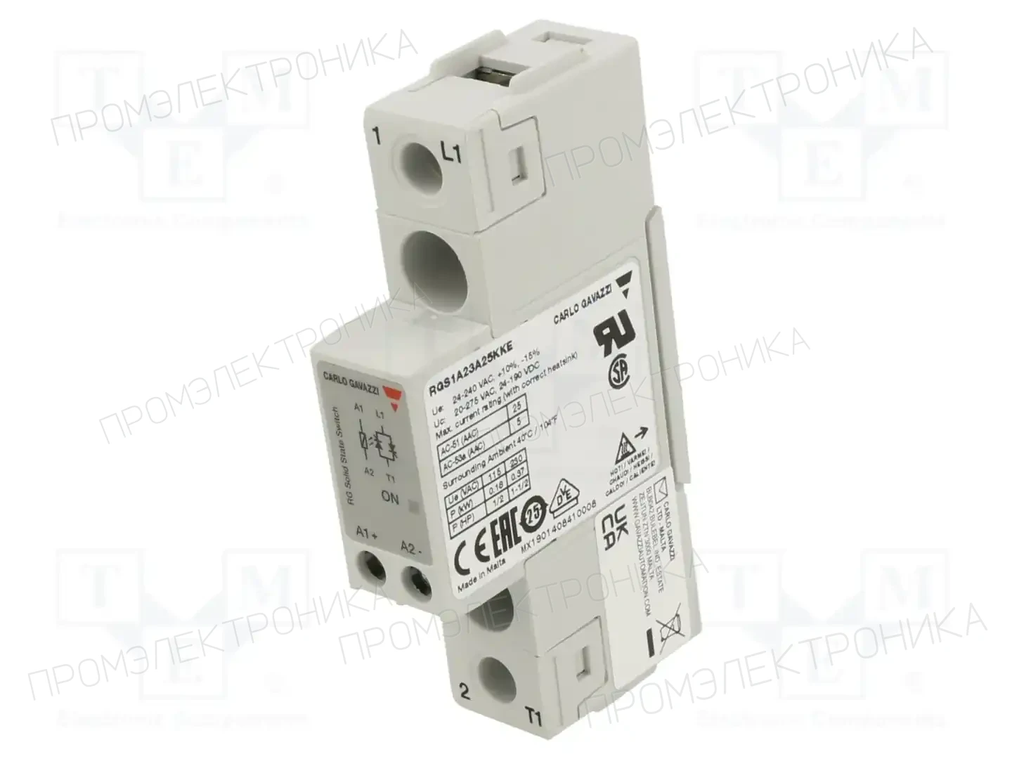 CARLO GAVAZZI RGS1A23A25KKE — Реле SSR однофазные