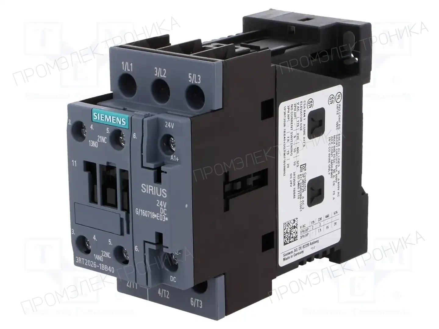 SIEMENS 3RT2026-1BB40 — Контакторы - главные модули