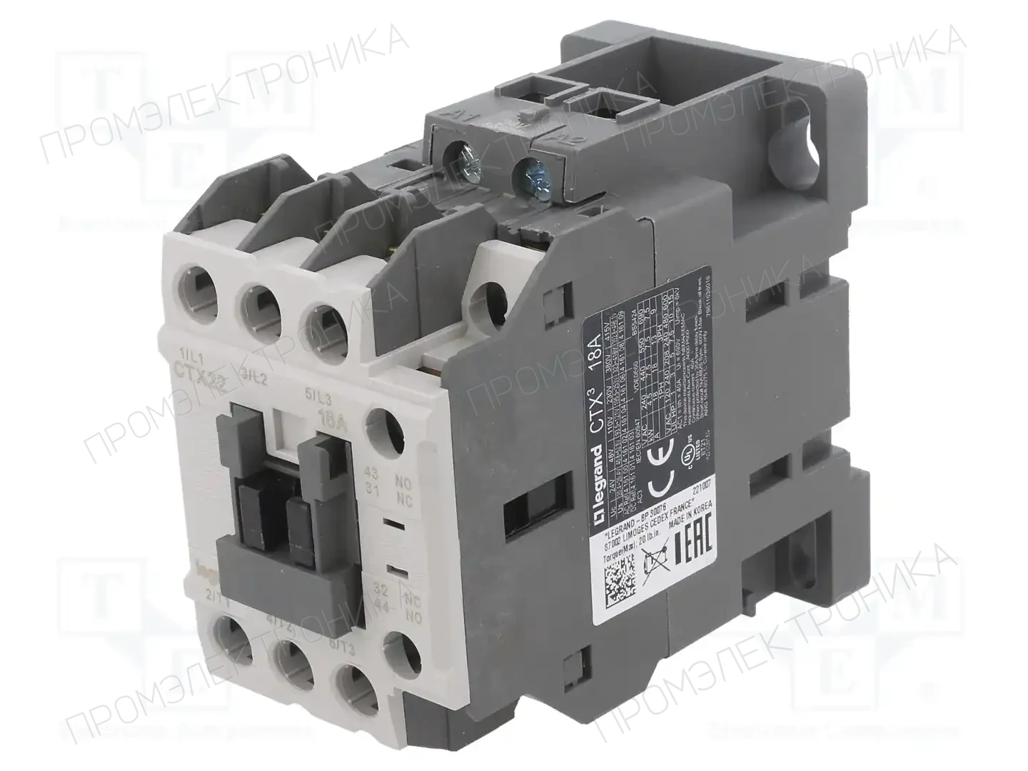LEGRAND CTX3 3P 18A 1NO1NC 24V AC — Контакторы - главные модули