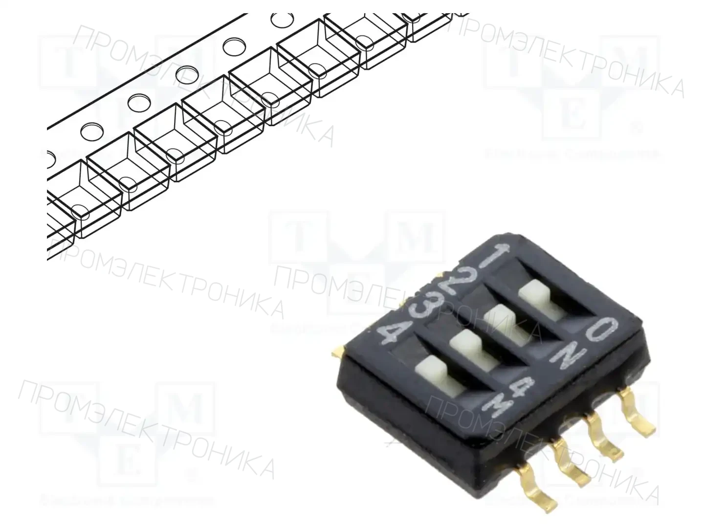 Nidec Copal Electronics CHS-04TB — Переключатели типа Dip-Switch