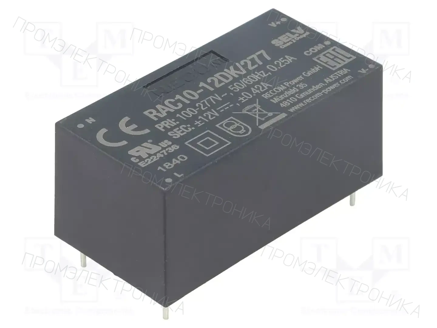 RECOM RAC10-12DK/277 — Преобразователи AC/DC для PCB