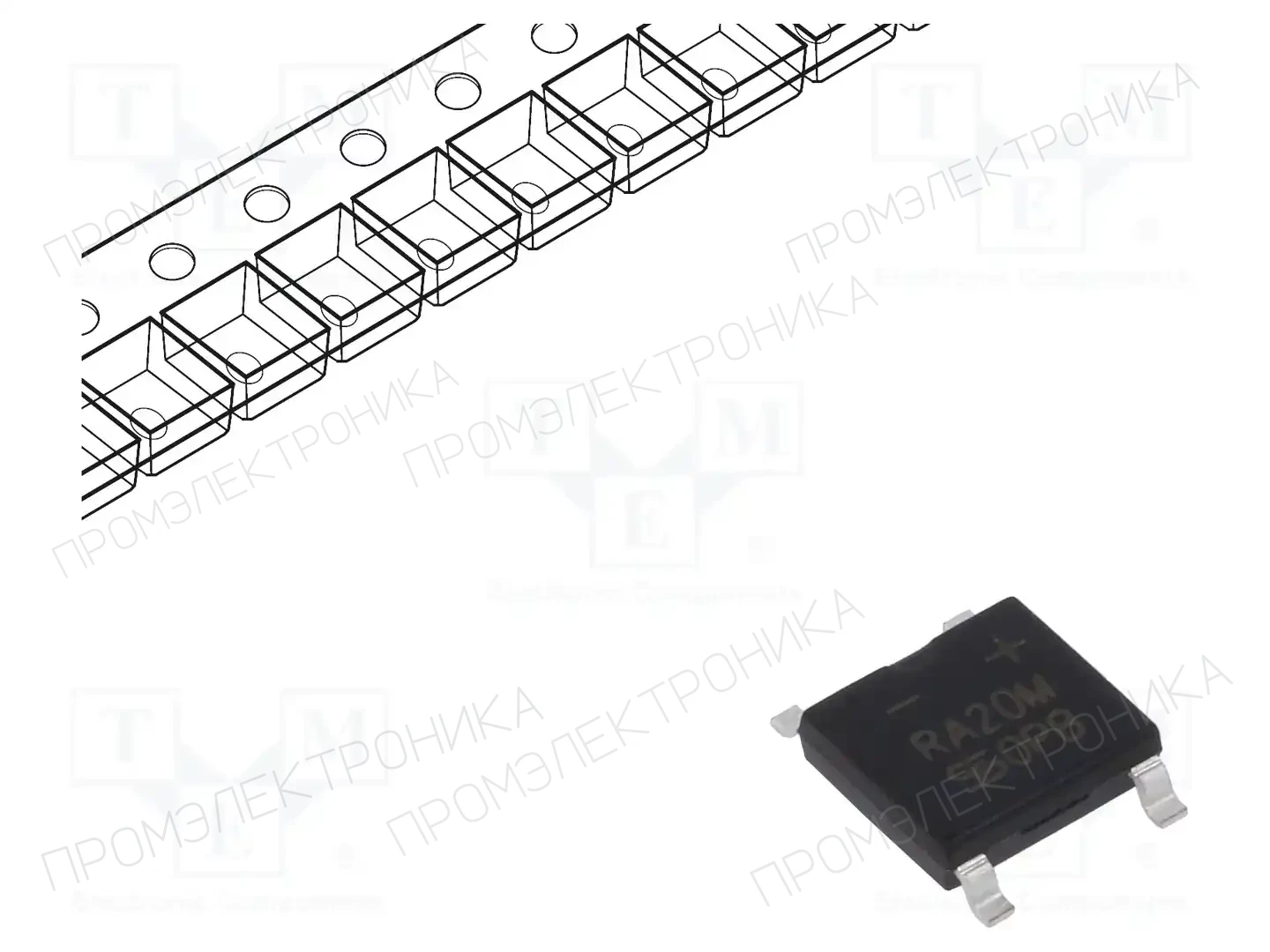 TAIWAN SEMICONDUCTOR RABS20M M3G — Однофазные мосты диодные SMD/THT