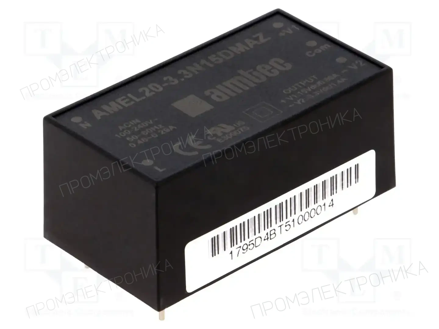 AIMTEC AMEL20-3.3N15DMAZ — Преобразователи AC/DC для PCB