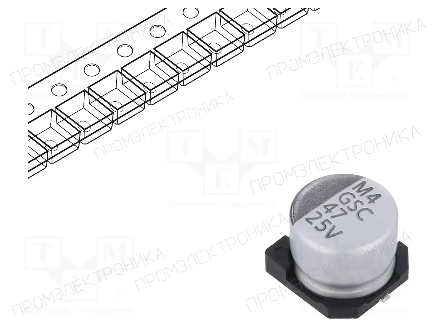 VISHAY GSC00AE4701EARL — Конденсаторы электролитические SMD