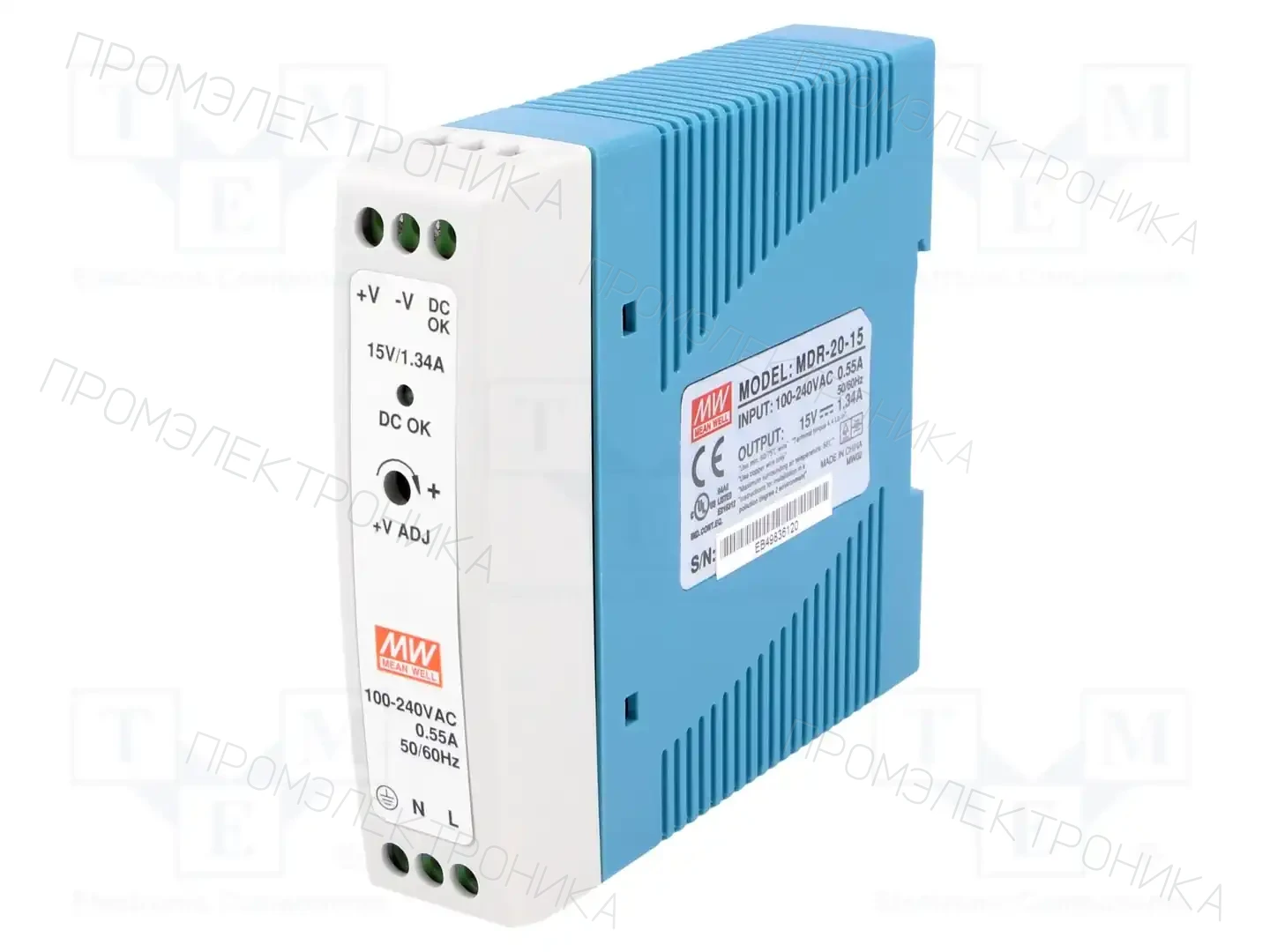 MEAN WELL MDR-20-15 — Блоки питания на DIN-рейку