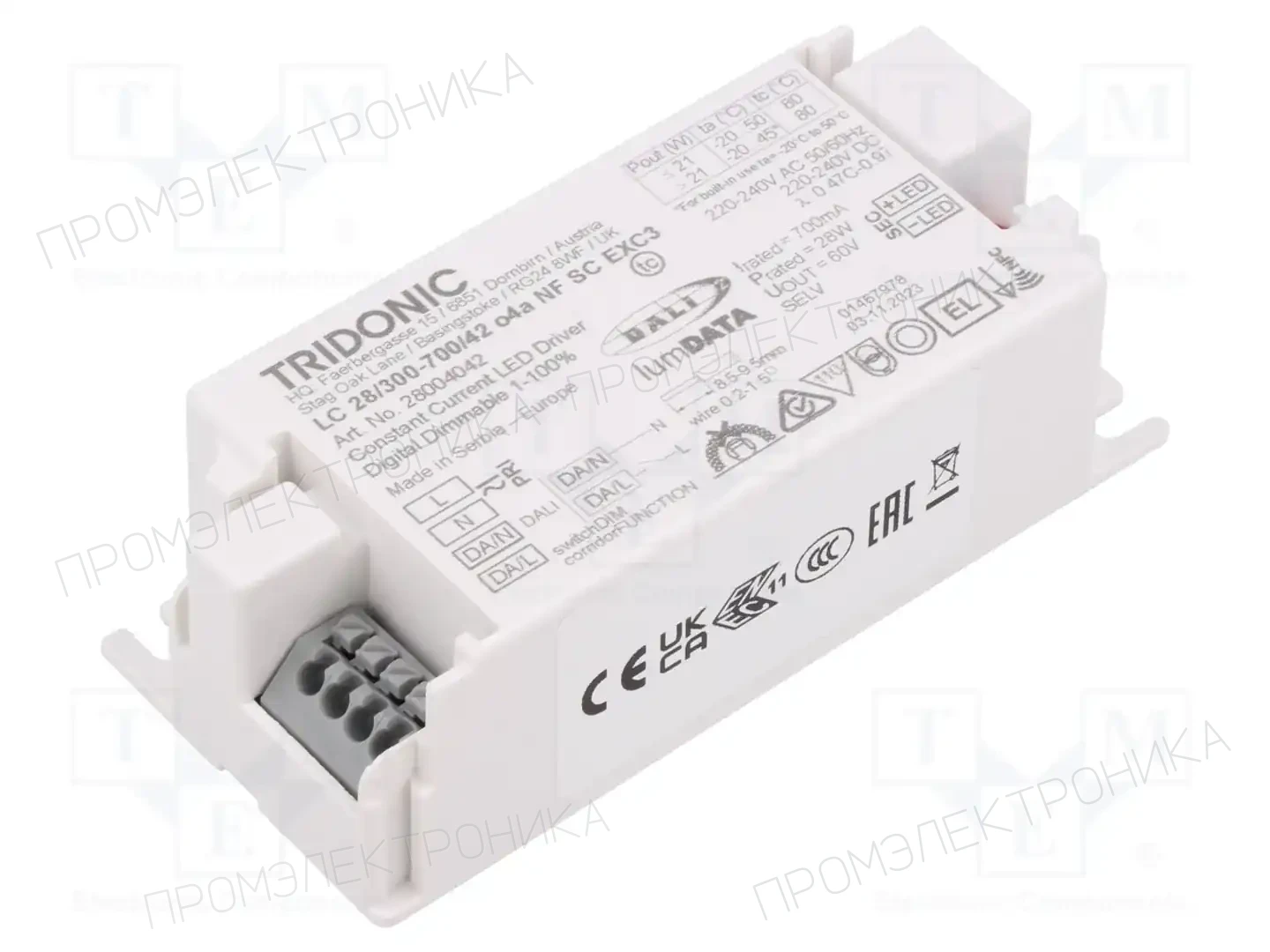 TRIDONIC LC 28/300-700/42 O4A NF SC EXC3 — Блоки питания для LED