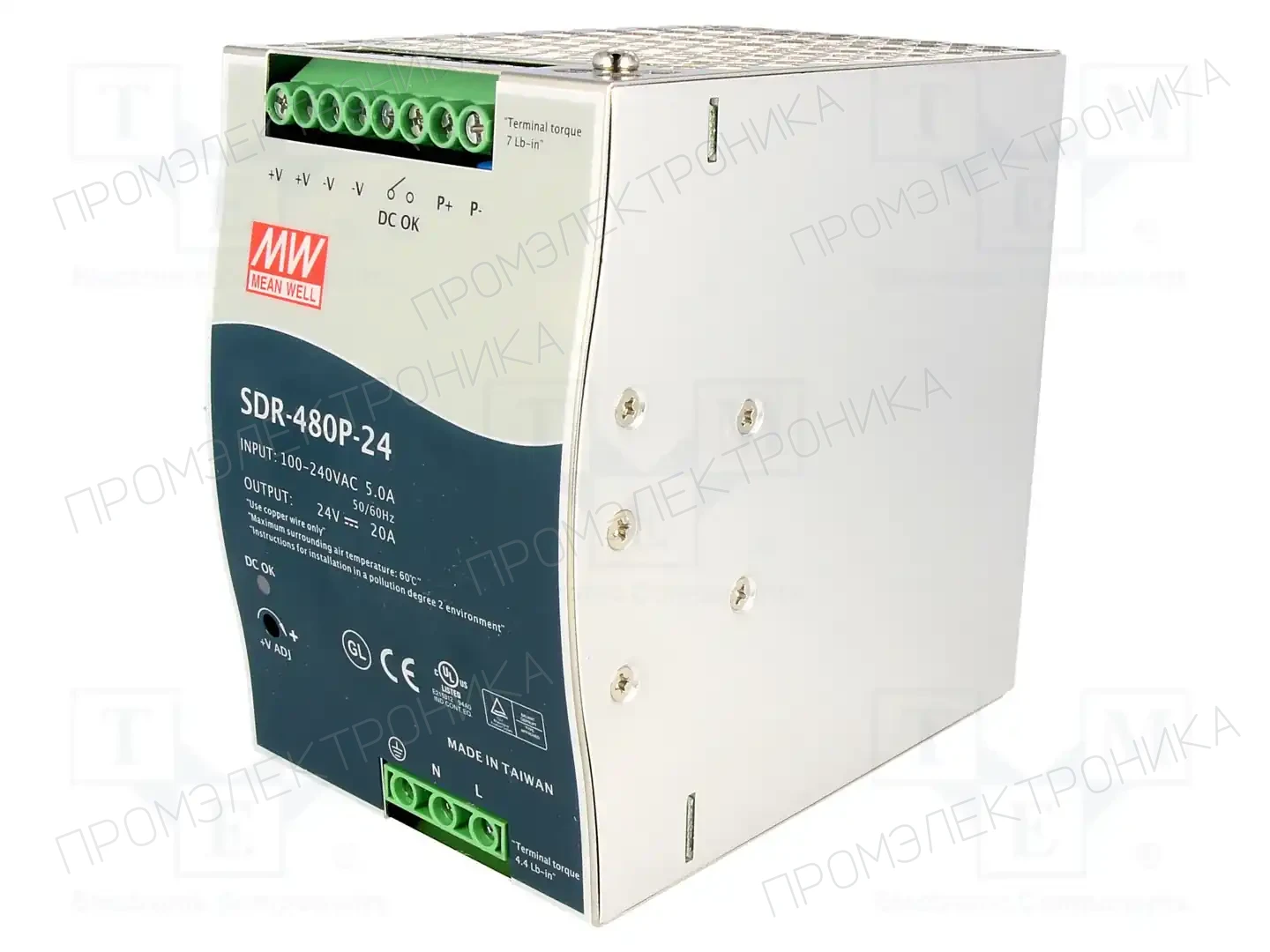 MEAN WELL SDR-480P-24 — Блоки питания на DIN-рейку