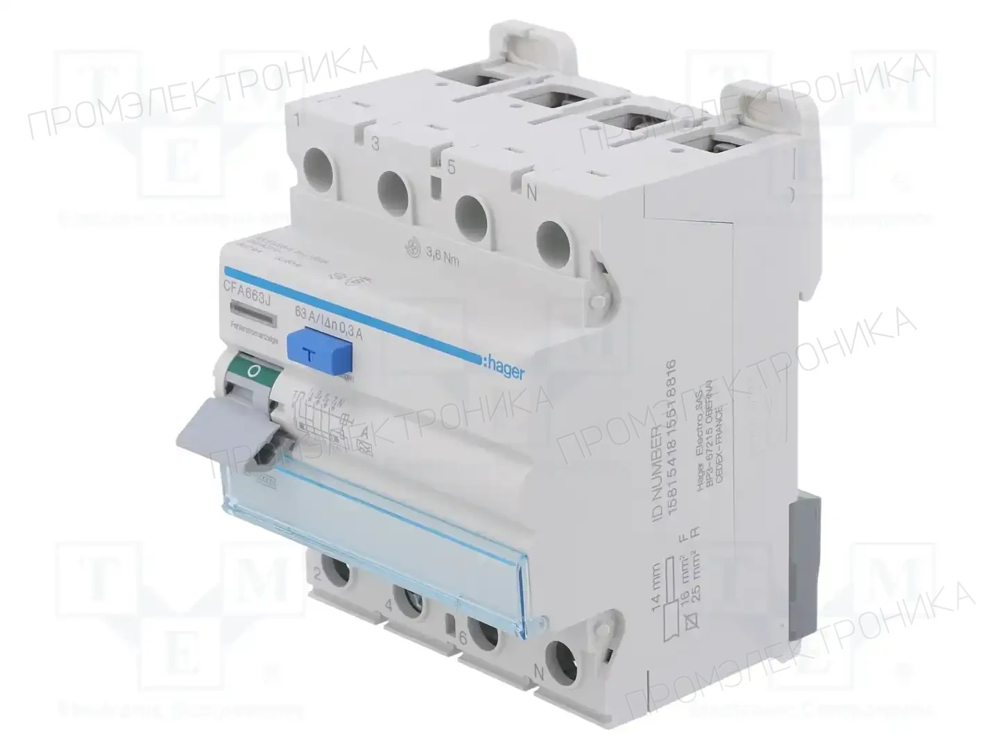 HAGER CFA663J — Дифференциальные выключатели