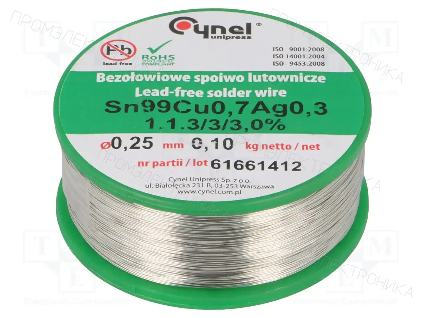 CYNEL SN99CU07AG03-1.1.3/0.25MM 100G — Паяльные провода бессвинцовые