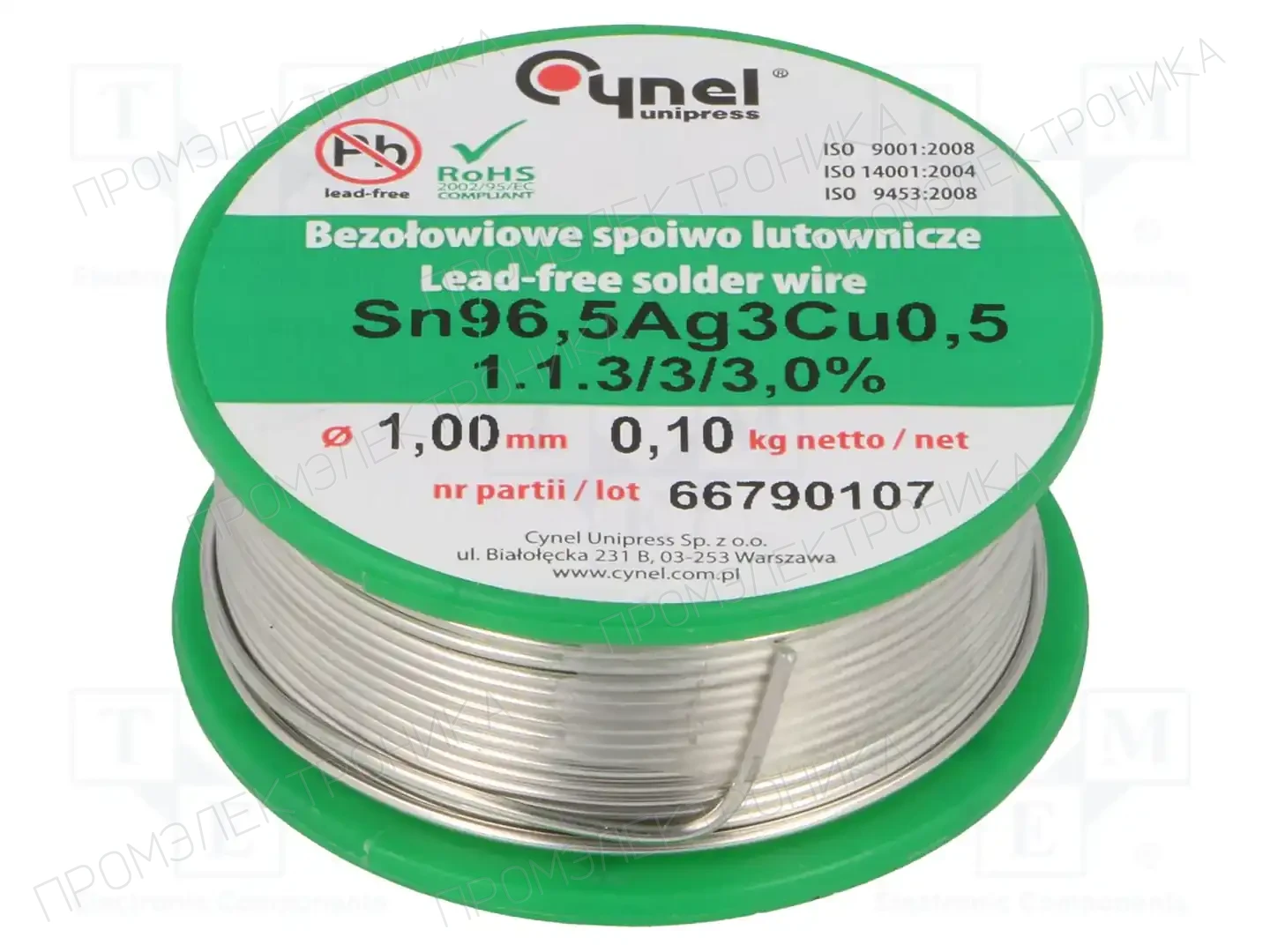 CYNEL SN96,5AG3CU0,5-1.1.3 Q 1.00MM 100G — Паяльные провода бессвинцовые