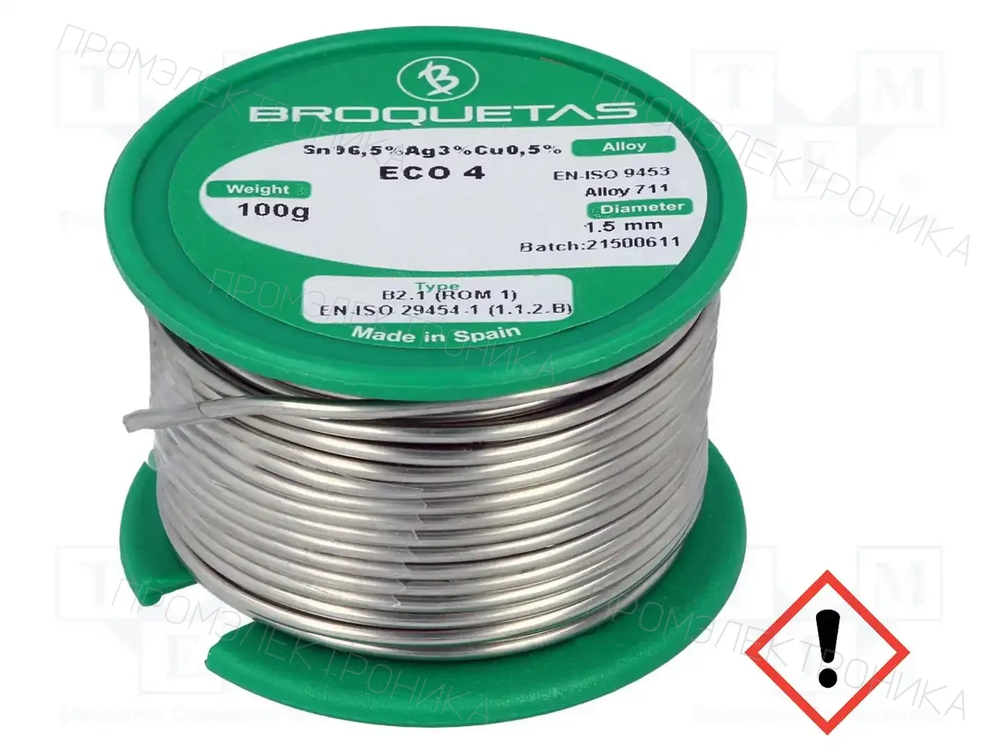 BROQUETAS ECO 4 B2.1 1,5MM 100G — Паяльные провода бессвинцовые
